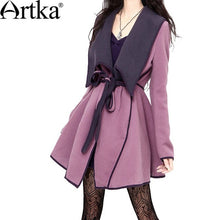 Load image into Gallery viewer, ARTKA Women&#39;s Turn-Down Collar Slim Waist Stereoscopic  Bias-Cut Thermal Double Faced Woolen Outerwear Coat FA10735D