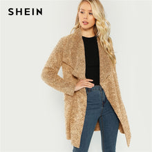 Load image into Gallery viewer, SHEIN Brown Casual Office Lady Solid Waterfall Collar Thermal Teddy Coat Autumn Fashion Workwear Women Coats Outerwear