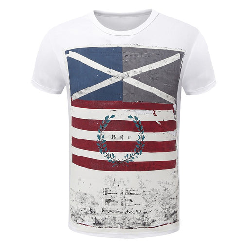 Cool Design with The Union Flag  Round Collar T shirt for Male