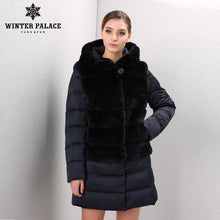 Load image into Gallery viewer, Thick Warm Fur rabbit fur coat winter women real fur rex rabbit jacket Fashion style rex rabbit  coat Down jacket style