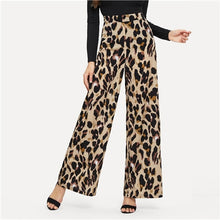 Load image into Gallery viewer, SHEIN Multicolor Modern Lady Casual Leopard Print Wide Leg Mid Waist Loose Pants Autumn Office Lady Workwear Women Trousers