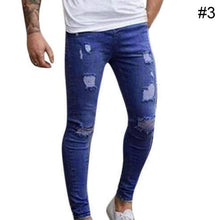 Load image into Gallery viewer, Men Stretchy Ripped Skinny Biker Jeans Destroyed Taped Slim Fit Denim Pants
