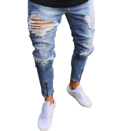 2018 New Trend Jeans Fashion Men''s Jeans Trousers Hole Pants