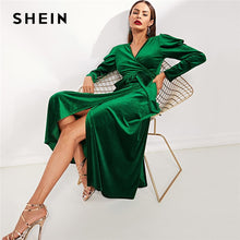 Load image into Gallery viewer, SHEIN Green Elegant Party Solid Puff Sleeve