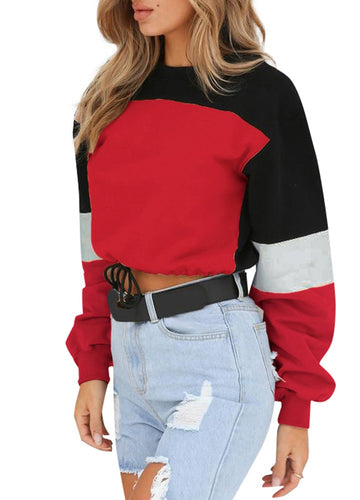 Fashion Women Hoodies Crochet Color Long Sleeve Drawstring Casual Loose Thin Pullover Sweatshirts Short Tops Blouse