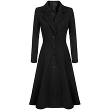 Load image into Gallery viewer, Sisjuly Vintage Long Trench Coats Women Autumn Winter Windbreaker Elegant OL Fashion England Black Overcoats Casual Swing Coat