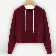 Load image into Gallery viewer, Womens Fashion Pure Color  Hoodie Short Sweatshirt Tops Sweatshirt