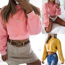 Load image into Gallery viewer, Women's Winter Long Sleeve Sweatshirt Solid Tops Short Blouse