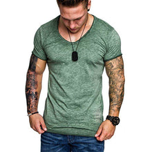 Load image into Gallery viewer, Mens Slim Fit O-Neck Short Sleeve Muscle Tee Shirts Casual T-shirt Tops Blouse Gym Sports Running Sweatshirt