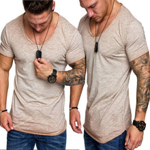 Load image into Gallery viewer, Mens Slim Fit O-Neck Short Sleeve Muscle Tee Shirts Casual T-shirt Tops Blouse Gym Sports Running Sweatshirt