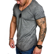 Load image into Gallery viewer, Mens Slim Fit O-Neck Short Sleeve Muscle Tee Shirts Casual T-shirt Tops Blouse Gym Sports Running Sweatshirt