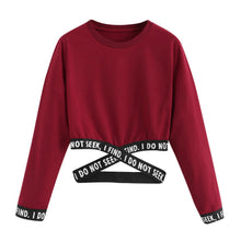Load image into Gallery viewer, Women Letters Printing Long Sleeve Sweatshirt Short Pullover Tops Blouse