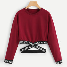 Load image into Gallery viewer, Women Letters Printing Long Sleeve Sweatshirt Short Pullover Tops Blouse