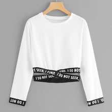 Load image into Gallery viewer, Women Letters Printing Long Sleeve Sweatshirt Short Pullover Tops Blouse