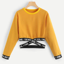 Load image into Gallery viewer, Women Letters Printing Long Sleeve Sweatshirt Short Pullover Tops Blouse