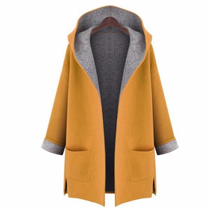 2018 Autumn New Hooded Loose Woolen Blending Cardigan Jacket Long Section Long-sleeved Woolen Blending Jacket