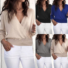 Load image into Gallery viewer, Women Warm Long Sleeve Sweater Pullover Blouse Short Shirts Sweatshirt