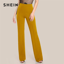 Load image into Gallery viewer, SHEIN Ginger High Rise Piped Pants Elegant Wide Leg Zipper Fly Plain Workwear Trousers Women Stretchy Highstreet Autumn Pants
