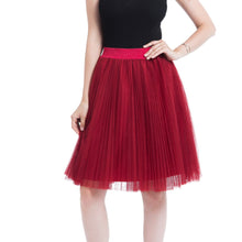 Load image into Gallery viewer, Women 4 layers Mesh Tulle Skirt Pleated Princess Skirt Mesh Bubble Skirt