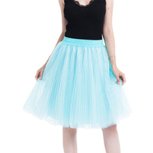 Load image into Gallery viewer, Women 4 layers Mesh Tulle Skirt Pleated Princess Skirt Mesh Bubble Skirt