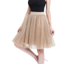 Load image into Gallery viewer, Women 4 layers Mesh Tulle Skirt Pleated Princess Skirt Mesh Bubble Skirt