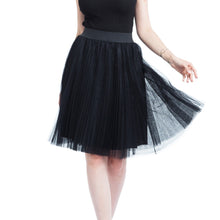 Load image into Gallery viewer, Women 4 layers Mesh Tulle Skirt Pleated Princess Skirt Mesh Bubble Skirt