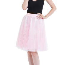 Load image into Gallery viewer, Women 4 layers Mesh Tulle Skirt Pleated Princess Skirt Mesh Bubble Skirt