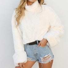 Load image into Gallery viewer, Women Warm Long Sleeve High Neck Pullover Blouse Short Shirts Sweatshirt