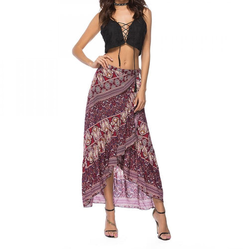 Skirt  women irregular long skirt summer bohemian maxi skirt