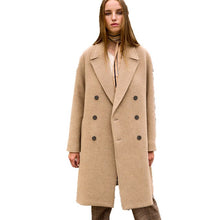 Load image into Gallery viewer, HDY haoduoyi Simple Temperament Commuter Basic Outcoats Flip Collar Double-breasted Camel Long Coat