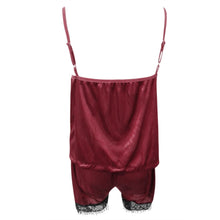 Load image into Gallery viewer, Women Sleepwear Sleeveless Strap Nightwear Lace Trim Satin Cami Top Pajama Sets