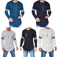 Load image into Gallery viewer, MEN LONG SLEEVE THIN TOPS ROUND NECK CASUAL T-SHIRT IRREGULAR BLOUSE SIZES S-3XL