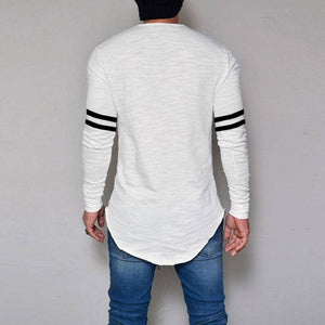 MEN LONG SLEEVE THIN TOPS ROUND NECK CASUAL T-SHIRT IRREGULAR BLOUSE SIZES S-3XL