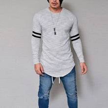 Load image into Gallery viewer, MEN LONG SLEEVE THIN TOPS ROUND NECK CASUAL T-SHIRT IRREGULAR BLOUSE SIZES S-3XL