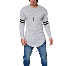 Load image into Gallery viewer, MEN LONG SLEEVE THIN TOPS ROUND NECK CASUAL T-SHIRT IRREGULAR BLOUSE SIZES S-3XL