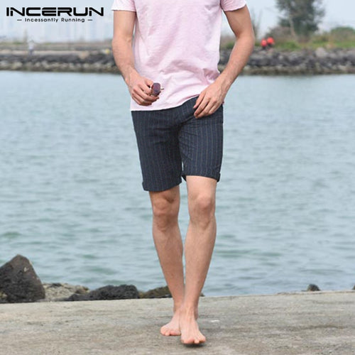 Casual Men Shorts Beach Shorts Bermuda Male Fashion Cotton Knee Length Stripe Slim Fitness Fashion Pantalon Summer Clothing 5XL