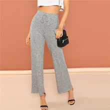Load image into Gallery viewer, SHEIN Grey Modern Lady Elegant Minimalist Wide Leg Pants High Waist Loose Women Pants Autumn Office Lady Workwear Trousers