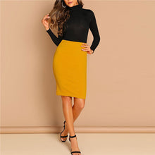 Load image into Gallery viewer, SHEIN Ginger Solid Bodycon Skirt Elegant Plain Mid Waist Pencil Skirt Office Lady Autumn Highstreet Workwear Minimalist Skirt