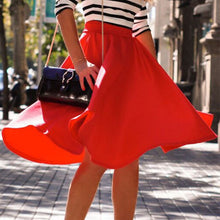 Load image into Gallery viewer, Bella Philosophy 2019 Women High Waist Solid Color Skirt Autumn Pleated Swing Knee-Length Skirts