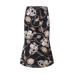 Conmoto High Waist Bodycon Women Skirts Print Bohemian Skirt Satin Feminino Summer Elegant Midi Skirt