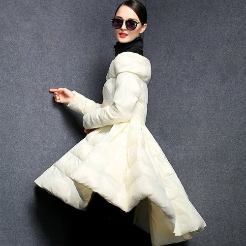 LANMREM High Quality New Fashion Contrast Color Stand Collar Skirt Hemline Winter Jacket 2018 Female's Keep Warm Jacket YE656