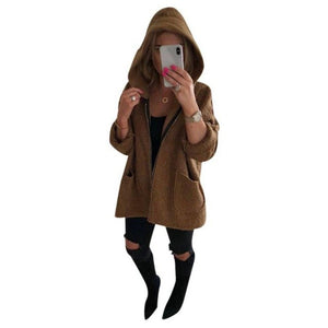 Autumn Winter Women Hoodies Sweatshirts With Hooded Fleece Zipper Pocket Coat Thick Warm Long Sleeved Casual Coat