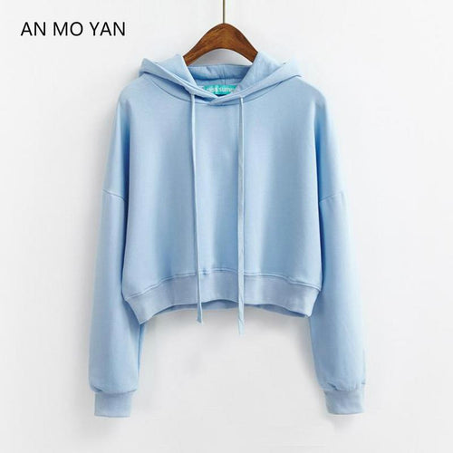 New Brand An Mo Yan Spring And Summer Women's Harajuku Hoodie Shorts Fashion Blue Pullover Sweet Style Sweatshirt Women Top