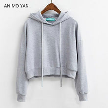 Load image into Gallery viewer, New Brand An Mo Yan Spring And Summer Women&#39;s Harajuku Hoodie Shorts Fashion Blue Pullover Sweet Style Sweatshirt Women Top