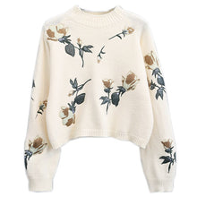 Load image into Gallery viewer, 2018 autumn winter new women sweater and pullovers flower embroidery loose shorts sweaters lady female tops