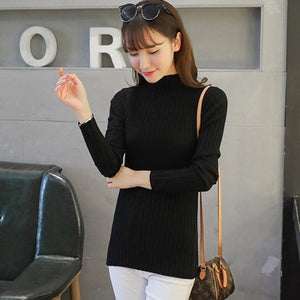 Autumn Winter Fashion Turtleneck Sweater Women Knitted Shorts Sweater Plus Size Casual Female Sweater YP1204