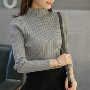 Autumn Winter Fashion Turtleneck Sweater Women Knitted Shorts Sweater Plus Size Casual Female Sweater YP1204