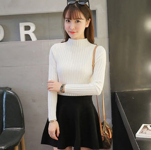 Autumn Winter Fashion Turtleneck Sweater Women Knitted Shorts Sweater Plus Size Casual Female Sweater YP1204
