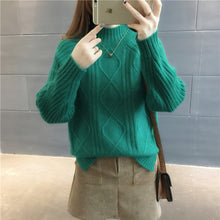 Load image into Gallery viewer, 2018 half-turtleneck sweater women hedging thick loose students fall and winter sweaters women long sleeve shorts tide