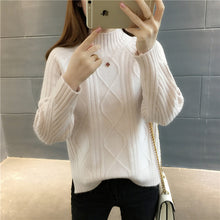 Load image into Gallery viewer, 2018 half-turtleneck sweater women hedging thick loose students fall and winter sweaters women long sleeve shorts tide